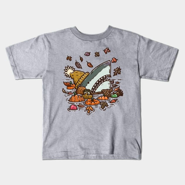 Fall Shark Kids T-Shirt by nickv47